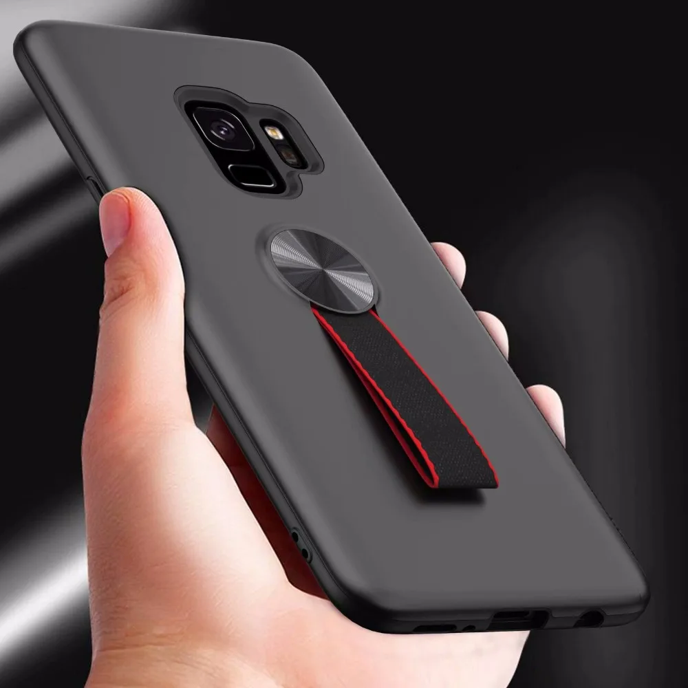 

For Samsung Galaxy S9 PLUS Case Unique Hand Rope Bracket Hybrid Protection Cover Case For Galaxy S9 Note 9 Silicone Plain Shell