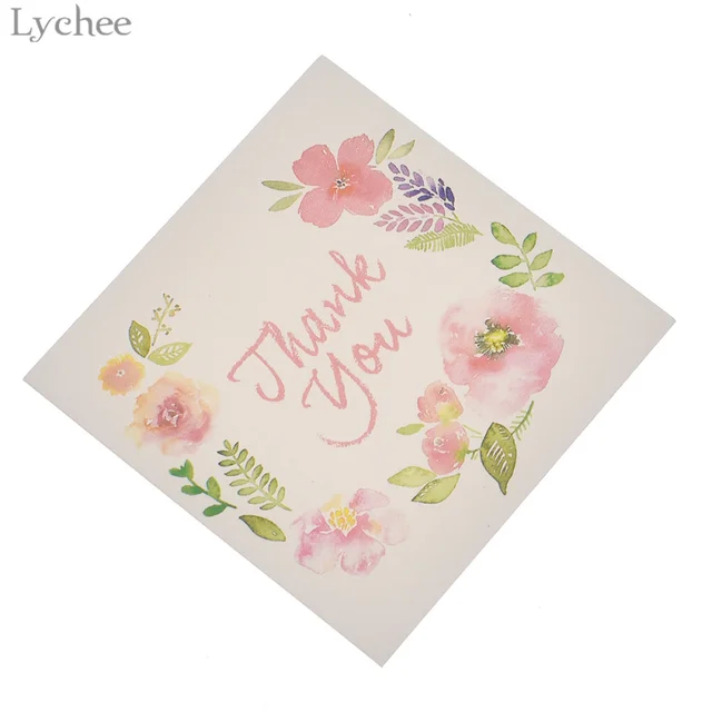 Lychee 50pcs Thank You and Flowers Card Invitations Leave Message Cards Greeting Card For Wedding Birthday New Year Decoration