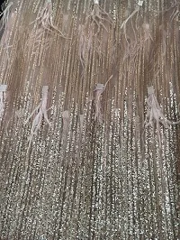 Свадебное платье ткань высокого качества перо вышитая французская сетка тюль африканская нигерийская кружевная ткань перо ткань ZF-2 - Цвет: Розовый