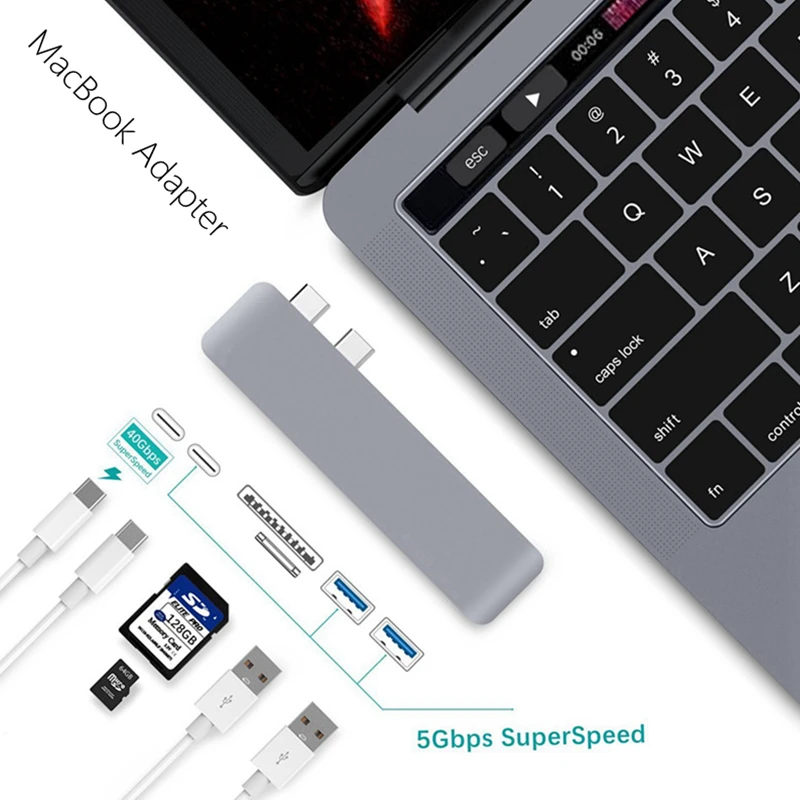 Günstige Typ C Hub zu Kartenleser USB C Hub 3,0 Adapter Combo mit TF SD Card Slot für Apple MacBook pro Adapter 2016 2017 Zubehör