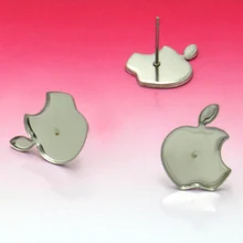 

20pcs Stainless steel Stud Earring with Apple shape Bezel Setting Tray for Cameo Cabochons Jewelry Fittings wholesale