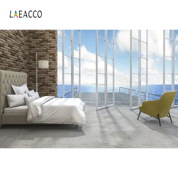 

Laeacco Interior Seaside View Room Window Photography Backgrounds Summer Photocall Vinyl Photographic Backdrops for Photo Stud