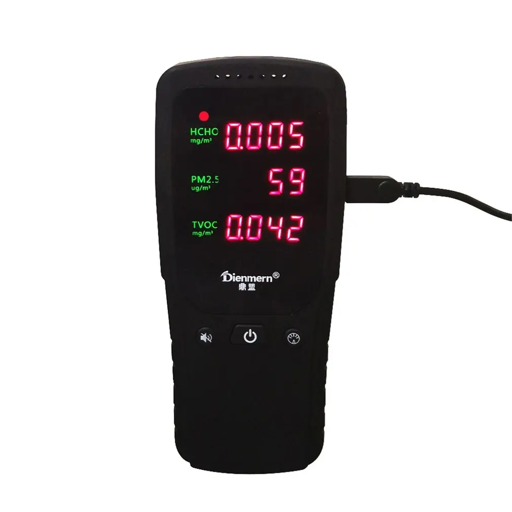 PM2.5/CO2/TVOC/HCHO Tester AQI Air Quality Analysis Detector Temperature Humidity Monitor Home Smog Meter