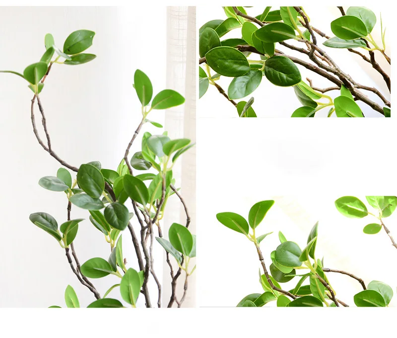 인공 꽃 잎 녹색 식물 가지 시뮬레이션 분기 인공 식물 잎 결혼식 장식 꽃다발 DIY 재료 (14)