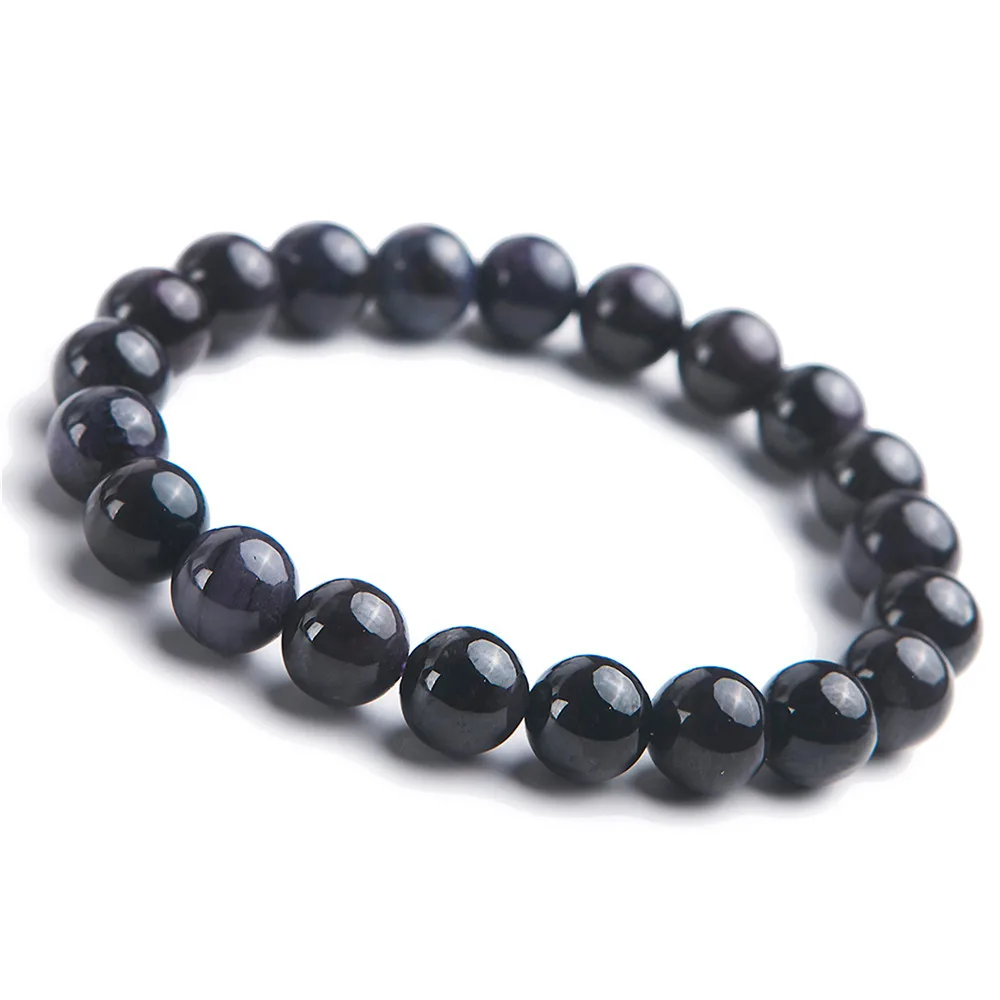 

9.5mm Genuine Jewelry Bracelets Natural Stone Sugilite Crystal Gens Stretch Round Beads Bracelet For Men
