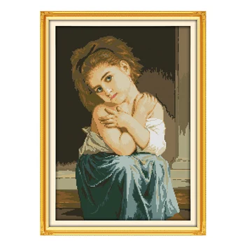 

JoySunday chinese counted cross stitch diy Innocent and pure girl DMC14CT11CT cotton needlework livingroom baby room painting