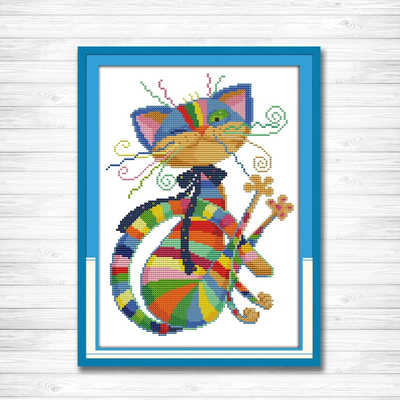 

Colorful cat animal diy painting counted printed on canvas DMC 14CT 11CT DMC Cross Stitch chinese Embroidery kits Needlework Set
