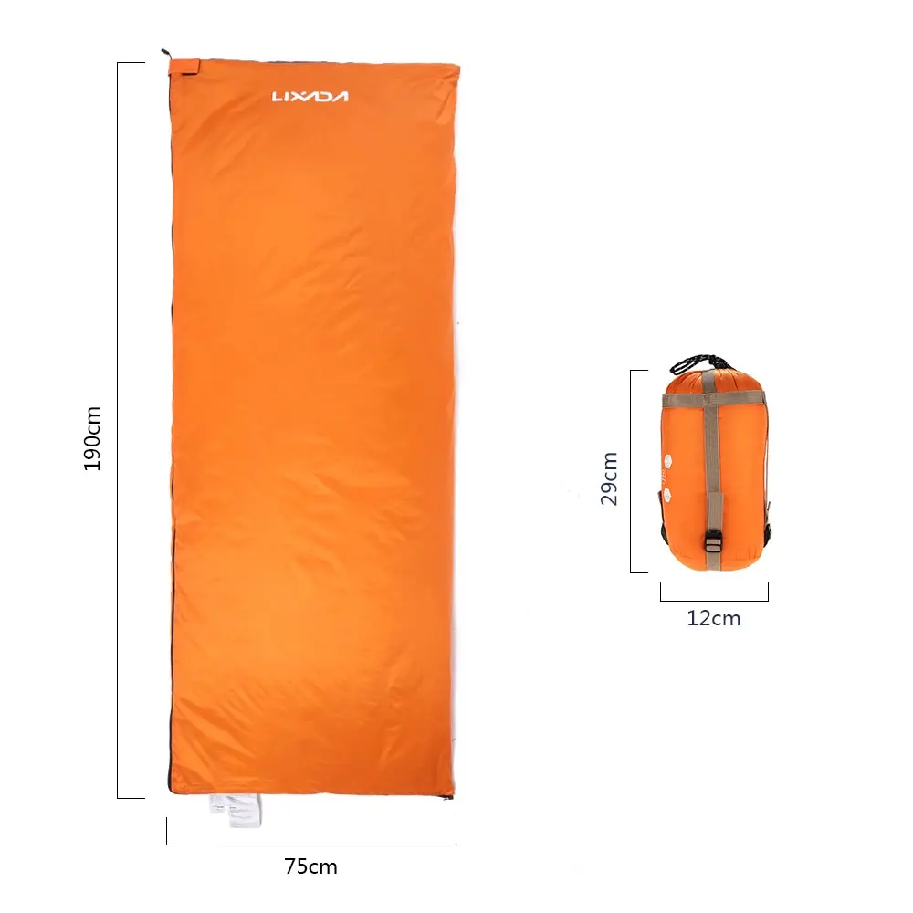  Lixada 190 * 75cm Outdoor Camping Bag Hiking Sleeping Bag Multifunctional Ultra-light Envelope Hood
