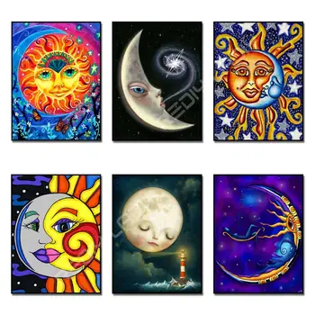 

Diamond Painting Cartoon Full Square/Round Diamond Mosaic Sun & Moon Home Decor Crystal Diamond Embroidery Wall Arts & Crafts