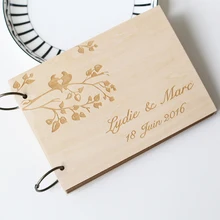 Индивидуальный Уникальный Свадебный юбилейный свадебный душ гость книга, персонализированный подарок для пары, лазерная гравировка, свадебное украшение в деревенском стиле