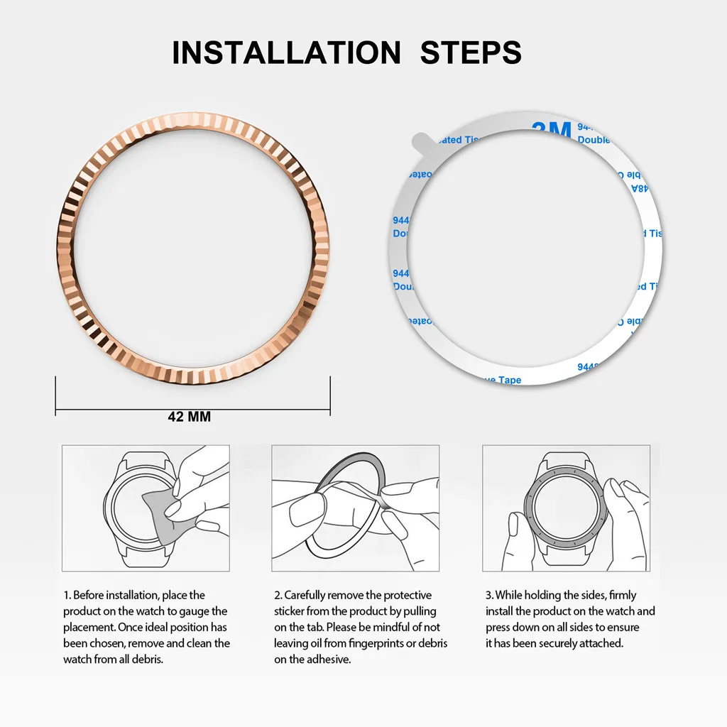 Замена Смарт часы аксессуары для samsung Galaxy Watch 42 мм/46 мм ободок кольцо клейкая крышка против царапин металл