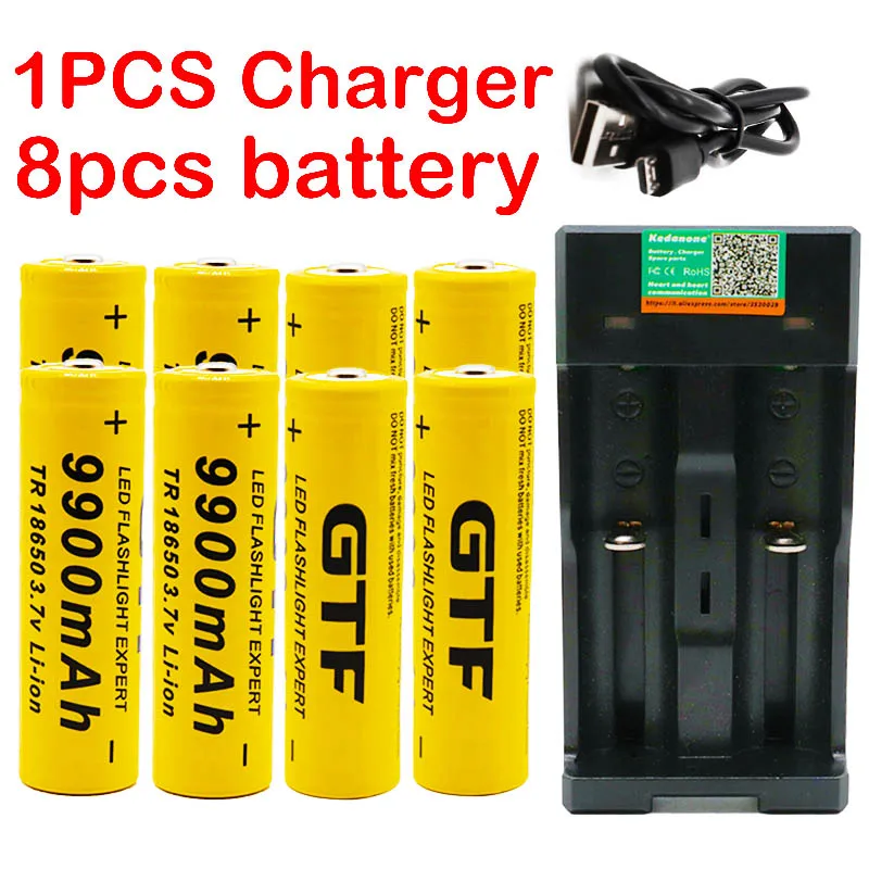 Новинка 18650 Батарея 3,7 в 9900 мАч перезаряжаемая Львиная батарея для светодиодной вспышки светильник батарея 18650 батарея+ USB зарядное устройство - Цвет: Цвет: желтый