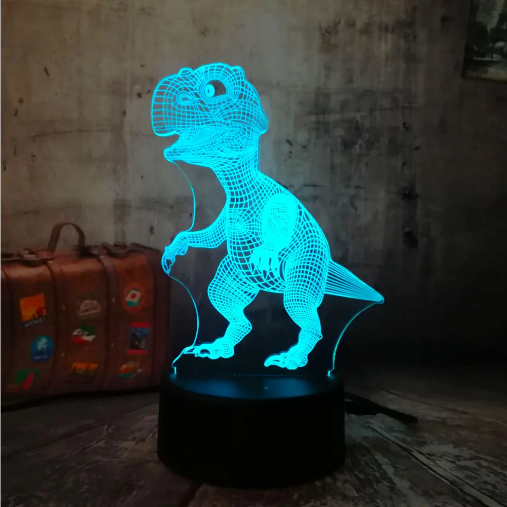 

New 2018 3D Dinosaur Bulb Boy Kid Gift LED night light Table Lamp Touch Romantic Holiday 7 colors change Christmas Party Gift