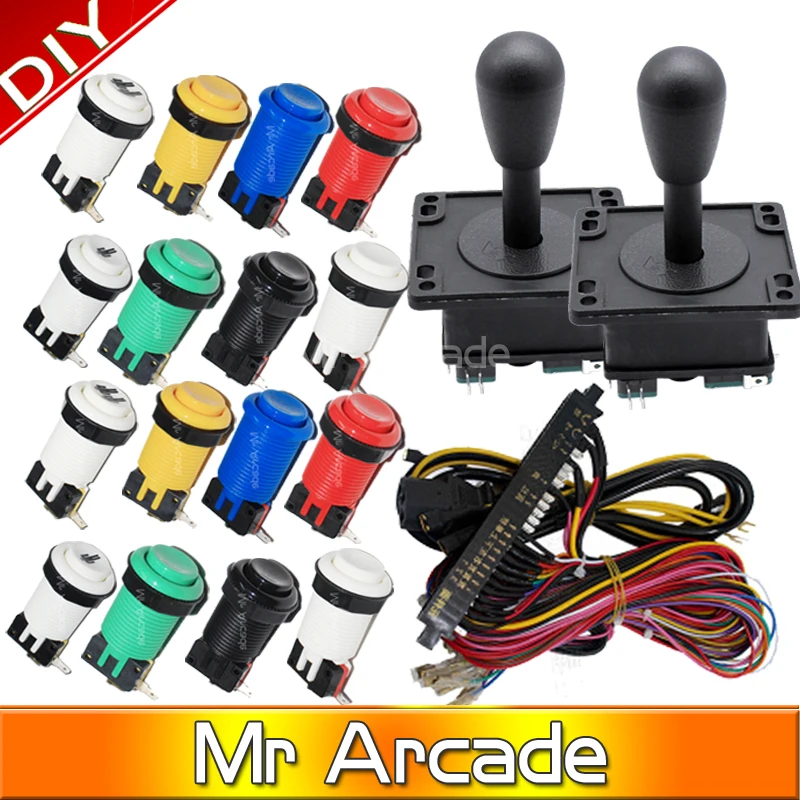 

Arcade JAMMA Kit with 2 Black Joysticks 4/8 way and 16 happ stylePush Buttons with micro switches