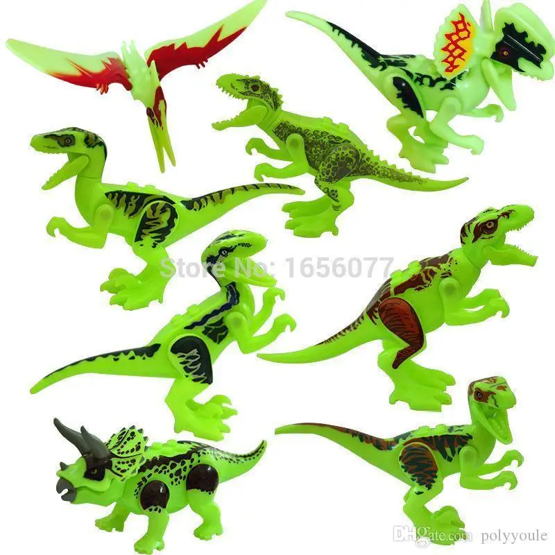 80pcs/lot Park figures night light Dinosaur Bricks Building Blocks Super Heroes baby toys baby-building-bricks