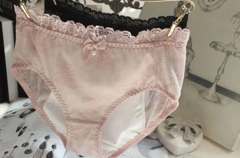 100% настоящая фотография M L XL кружевные трусики с жемчужинами и бантиком лолита