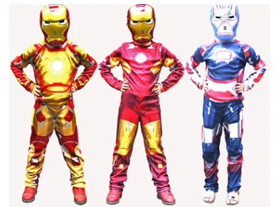 

Iron Man Mark 42 / Patriot Muscle Children Kids Halloween Costume Fantasia Avengers Superhero Iron Man Cosplay Costume with Mask