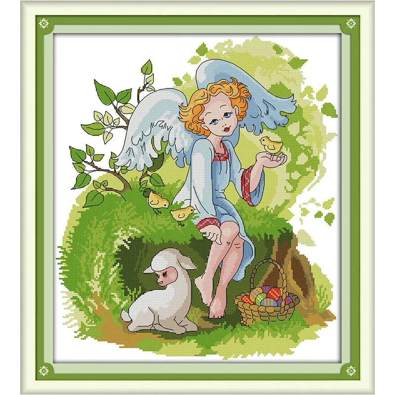 

Forest Angel Baby Embroidery Cross Sets Chinese Counted Cross Stitch Patterns Kits DIY Set 11CT Printed On Canvas Home Decor