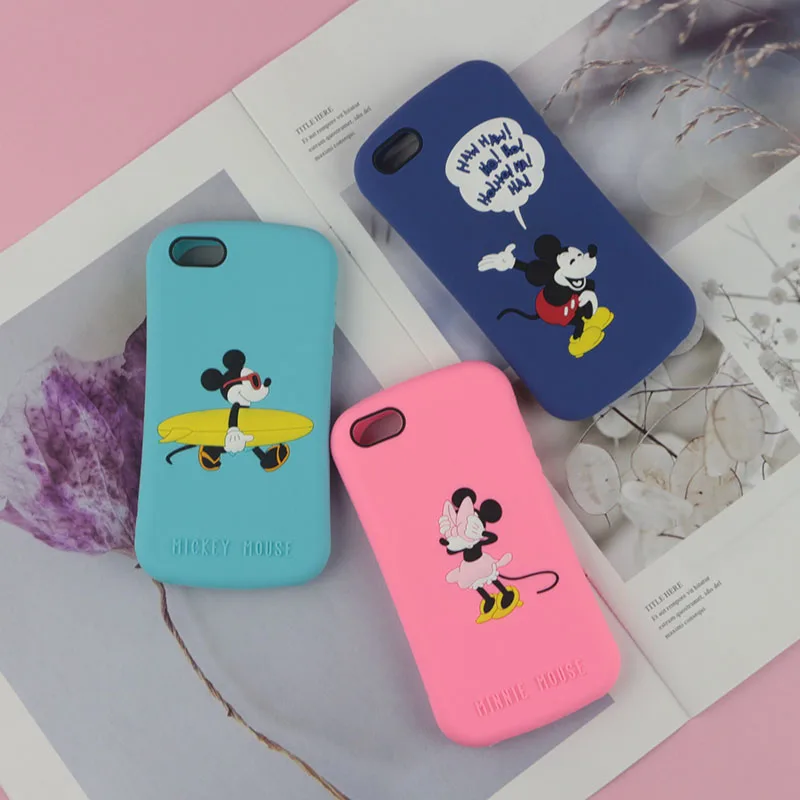 

3D Cartoon Case for iPhone X case 5 5s SE 6 6s 7 8 Plus Lovey Beach Mickey Mouse Minnie Silicon Cover
