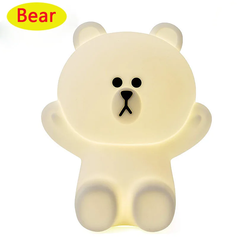  Rechargeable Dimmable Cute Bear Rabbit LED Night Light Touch Control baby Sleeping Bedside Lamp Des