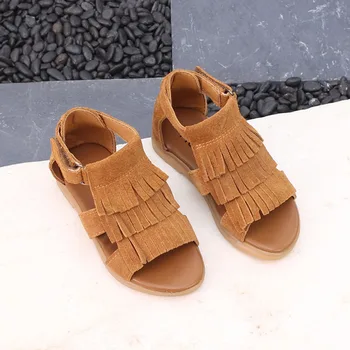 

Girls Sandals Genuine Leather Kids Shoes Fringe Tassel Girl Princess Shoes Open Toe Childrens Summer Shoes Sandalen Meisje 21-30