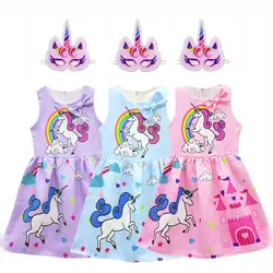 Платье для маленьких девочек, костюм единорога для детей, детские вечерние платья, одежда с принтом "фламинго", детское платье принцессы