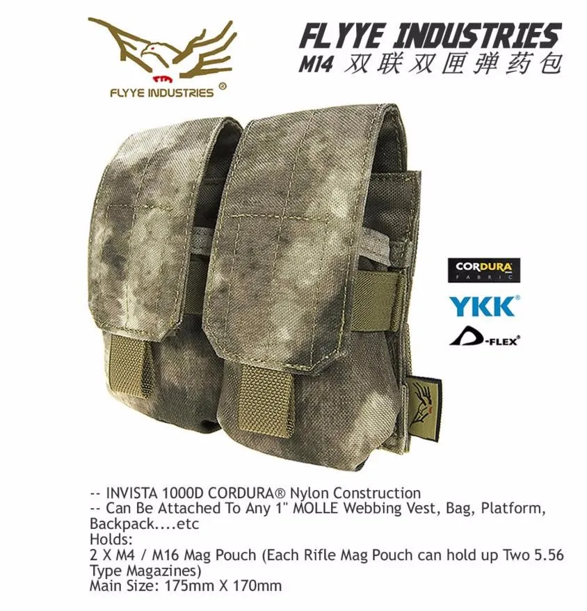 FLYYE MOLLE M14 двойной Кассетный чехол для патронов военный тактический CORDURA PH-M009