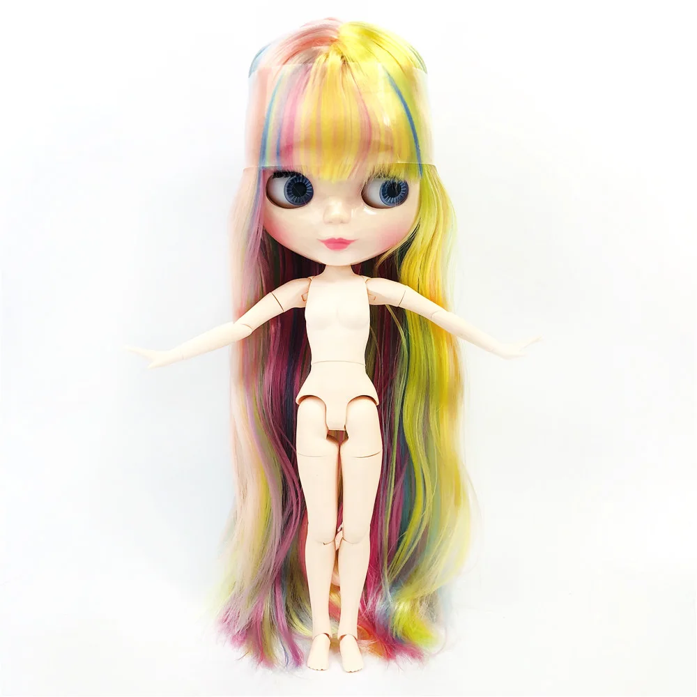 Фабрика Blyth кукла Красочные радужные прямые волосы белая кожа Blyth куклы шарнир Обнаженная тело DIY игрушки BJD модная игрушка для девочки