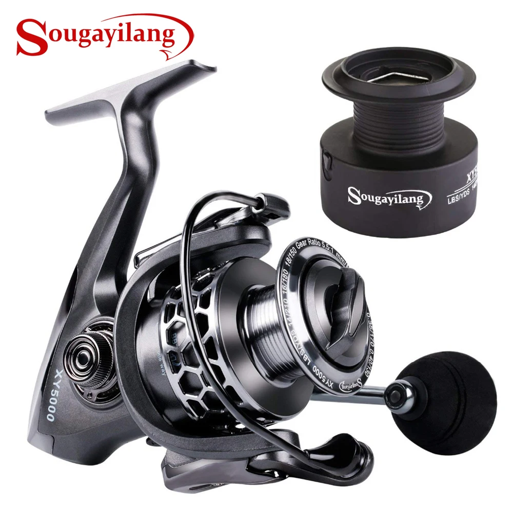 

Sougayilang Fishing Reel 13+1BB Light Weight Ultra Smooth Aluminum Spinning Fishing Reel with Free Spare Graphite Spool