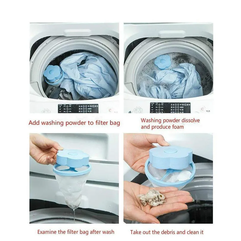 6Pcs Reusable Laundry Wash Balls Washing Machine Lint Filter Bag Laundry Mesh Hair Catcher Floating Ball Pouch (6)