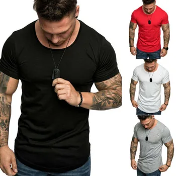 

2019 Hot Sale New Style Men Gym Muscle Bodybuilding Cotton Sport Fit Fitness Casual T-shirt TeeTop S-3XL