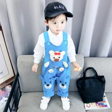 Детский комбинезон для маленьких мальчиков и девочек с рисунком милого медведя; цельнокроеные штаны на лямках; Детский комбинезон для малышей