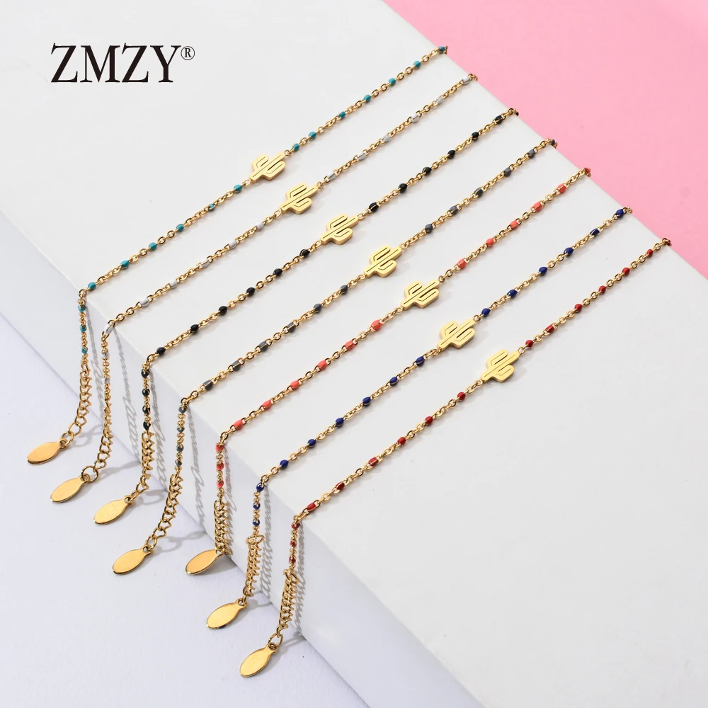 

ZMZY Stainless Steel Bracelet For Women Gold Color Cactus Charm Pulseira Feminina Engagement Wedding Jewelry Boho love Gift