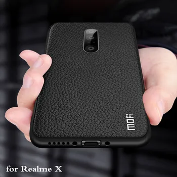 

for Realme X Case RealmeX Cover for OPPO Case MOFi Back Coque TPU PU Leather Soft Silicone Full Edge Anti Drop Anti Knock