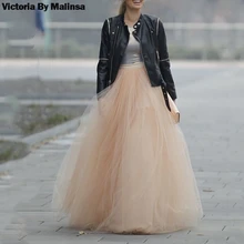 Изящная длинная Тюлевая юбка на заказ, лучшая розовая шифоновая юбка подружки невесты, винтажная юбка в пол для свадебной вечеринки