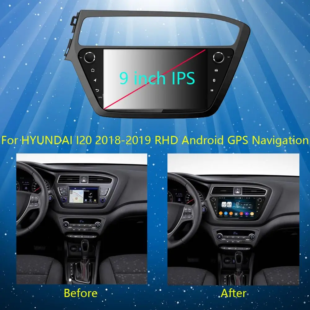 " ips 8Core 4+ 64G Android 9,0 автомобильный мультимедийный плеер для hyundai i20 LHD gps Радио DSP CarPlay Parrot BT
