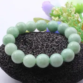 

Free shipping 435 Icy stone Bean green Jadeite Bead (14MM) Bangle Bracelets