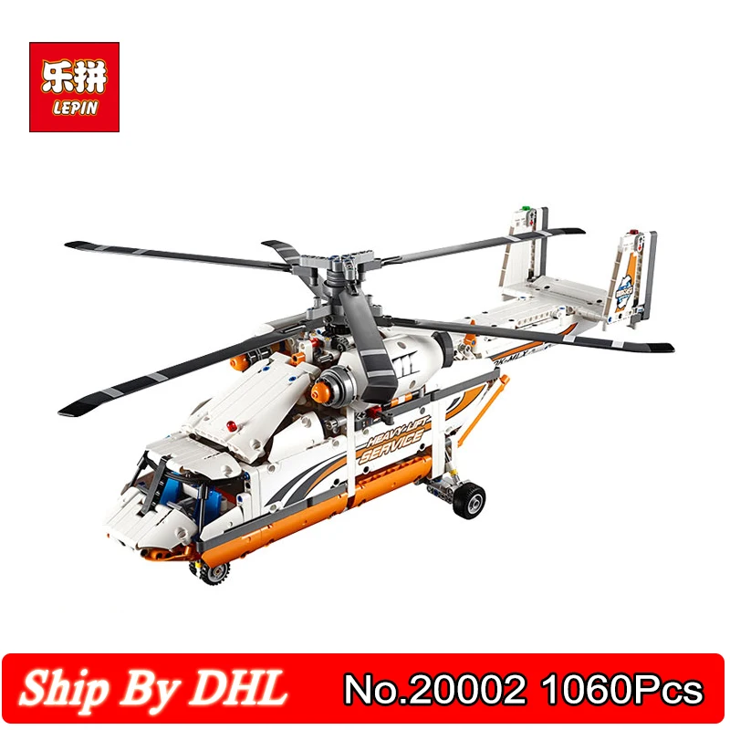 

1060Pcs LEPIN 20002 technic series Double rotor transport helicopter Building Block Kits Bricks Toy Compatible LegoINGs 42052