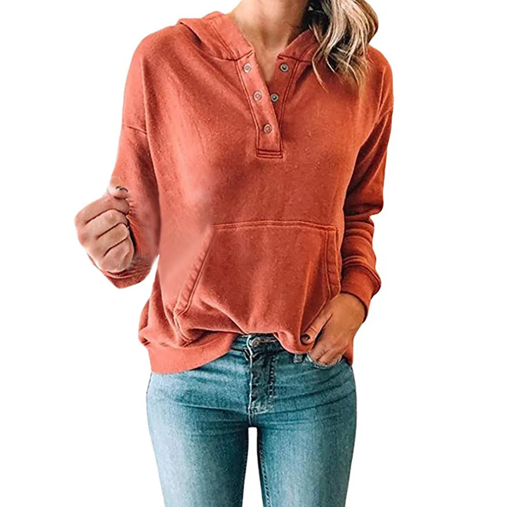 Women Autumn Sweatshirts Ladies Casual Solid Color Long Sleeves Hooded Pullover Sweatshirt Tops Women Hoodies Polerones Mujer