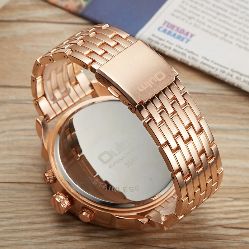 Oulm Male Military Watches Golden Hour Oversized Big Quartz Watch Top Brand Men Full Stainless Stee