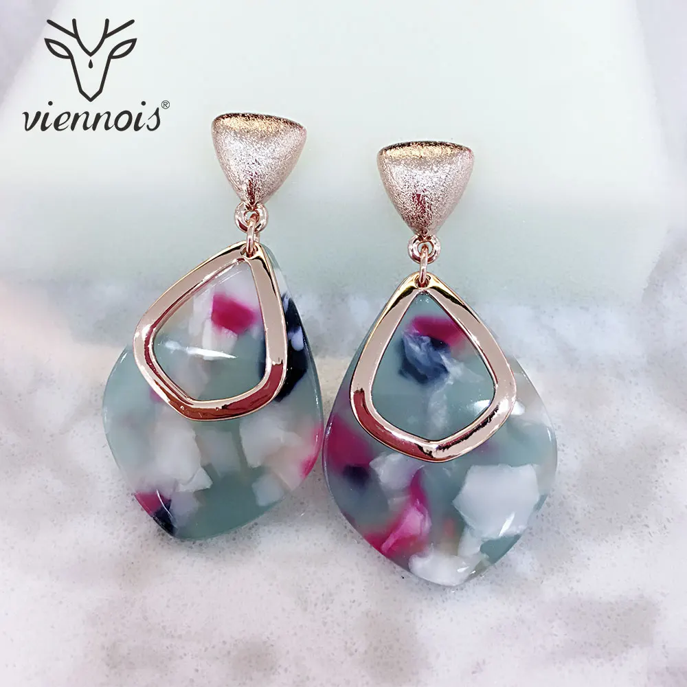 Viennois Dangle Earrings for Women Round Resin Earrings Female Wedding