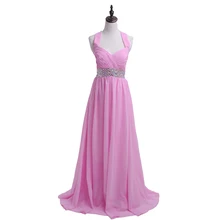 Мечтательный Свадебные соблазнительное длинное с открытой спинкой вечерние платья трапециевидной формы из бисера V образным вырезом без рукавов развертки поезд вечерние платья