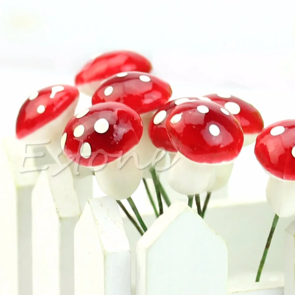 10 шт. мини красный гриб садовое украшение миниатюрное растение горшки фея DIY кукольный домик