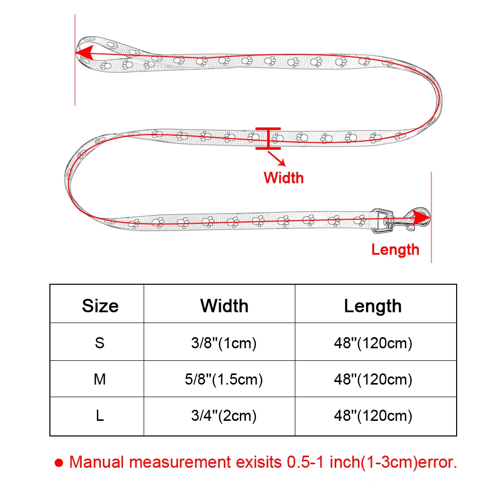 Нейлоновый Поводок для маленьких собак с принтом лапы, поводок для прогулок для домашних животных, 3 цвета, поводок для обучения кошек, собак, поводок, ошейник, ремень, пояс, красный, синий, черный