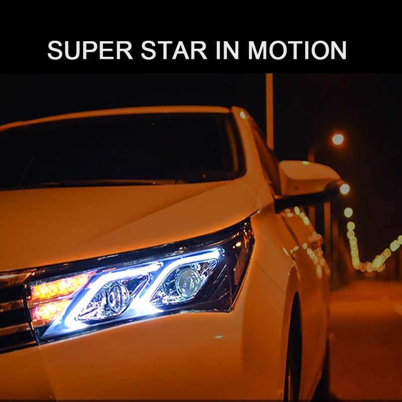 CNSUNNYLIGHT для Toyota Corolla 2014/2015 фар автомобиля светодио дный сборки LED DRL указатели поворота объектив проектора Plug & Play головного света