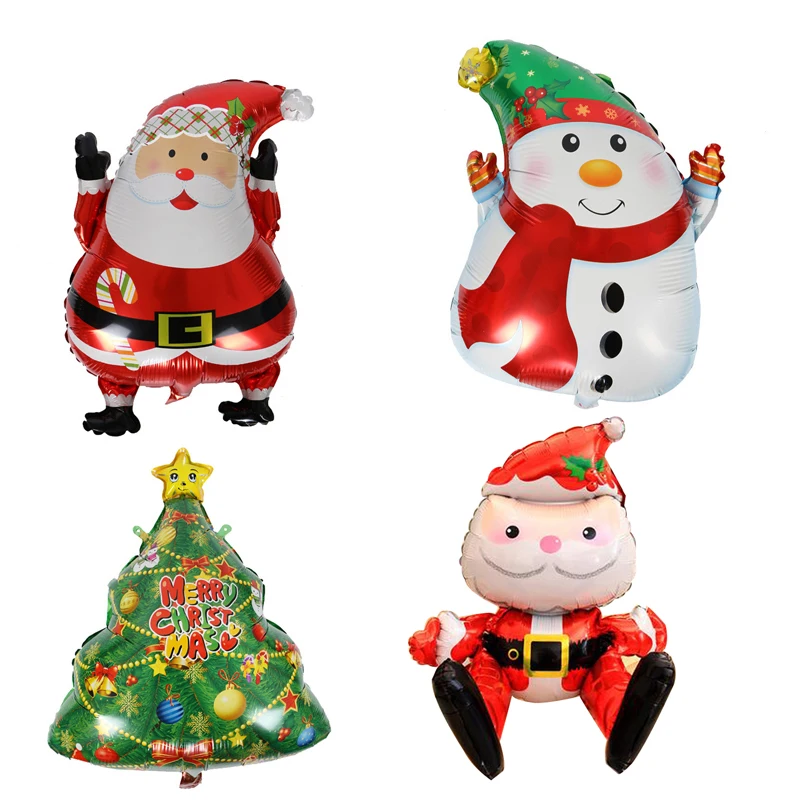 

4pcs Merry Christmas Foil Balloons Party Decoration Santa Claus Snowman Balloons Inflatable Toys Gifts Air Balls Party Supplies
