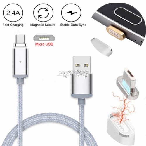 

1 PC 2.4A Magnetic Micro USB Charging Cable Adapter High Speed Charger Sync cable Oct30 Drop ship