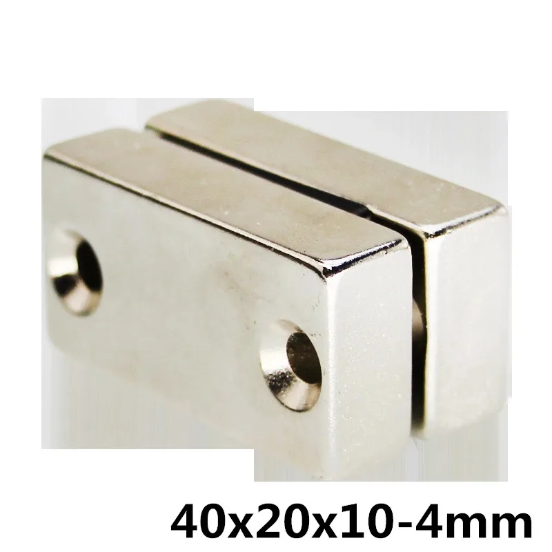 

1pcs 40x20x10 mm hole 4mm N35 Strong Square NdFeB Rare Earth Magnet 40*20*10 mm 2hole 4mm 40mm x 20mm x 10mm
