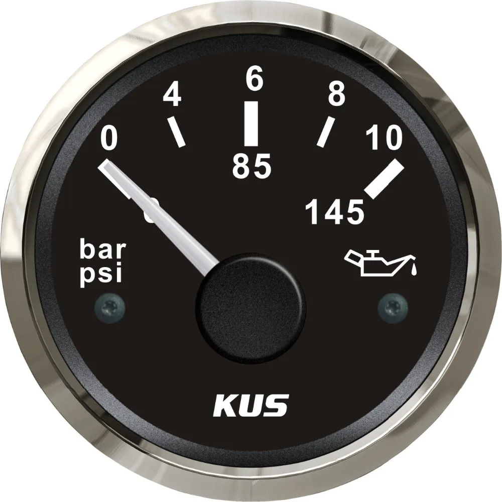 

Marine Car Boat Warranted Fuel Oil Pressure Gauge Meter 0-10Bar 0-145PSI with Backlight 12V/24V 52MM(2") Black