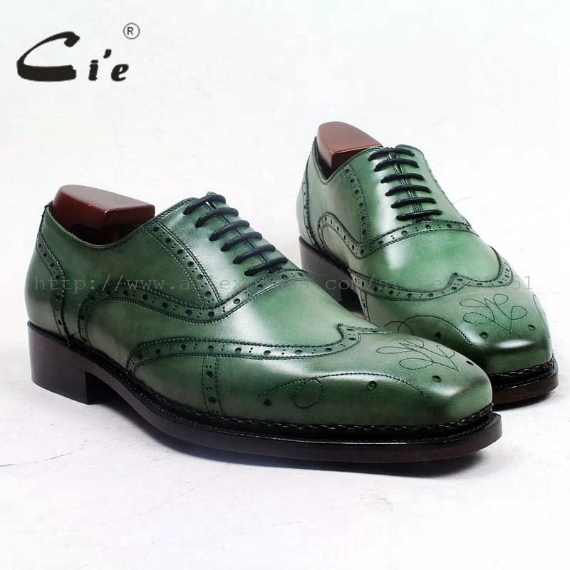 CIE с квадратным носком полный броги медальон на шнуровке патина зеленый 100%